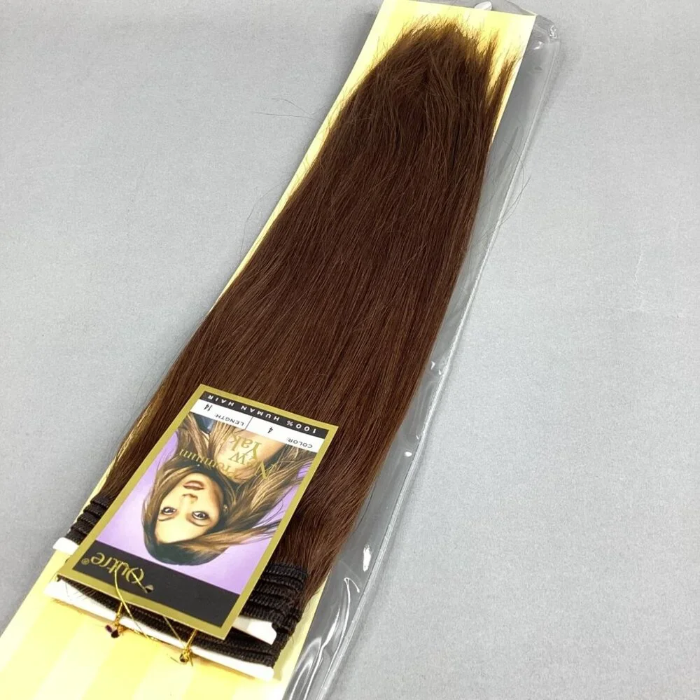 New Yaki #4 Dark Brown 14” Straight 100% Human Hair Extensions - Picture 2 of 5